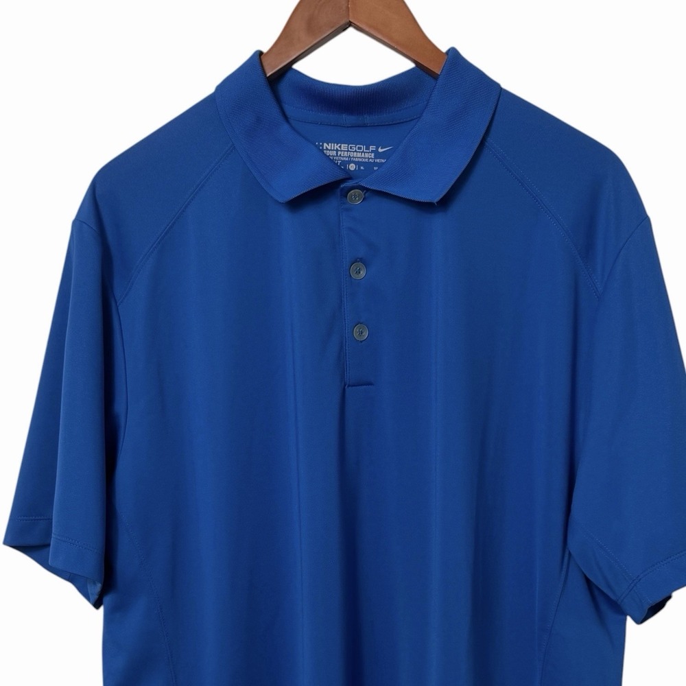 Nike Polo Shirt Mens XL Blue Swoosh Dri Fit Golf Casual Short Sleeve